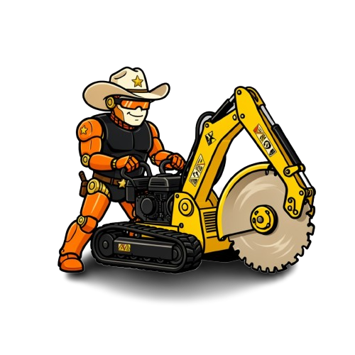 The Texas Stumpinator cyborg cowboy mascot